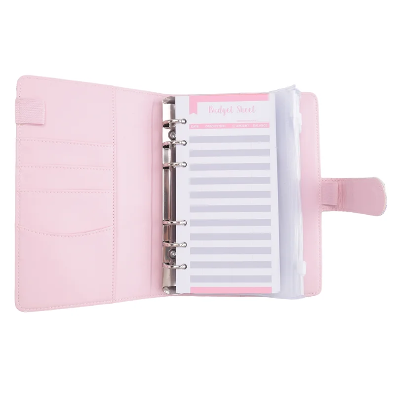 SR-A6 مجلد حلقة ميزانية المال، مجلد مخطط محفظة الميزانية لحشو النقود مع ظرف نقدي، منظم محفظة مجلد المال