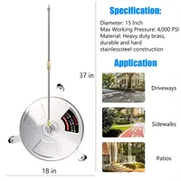 4000 PSI 15 Inch Pressure Washer Surface Ground Floor Cleaner Stainless Steel 3 Wheels for Karcher Lavor 1/4" Quick Connector 5