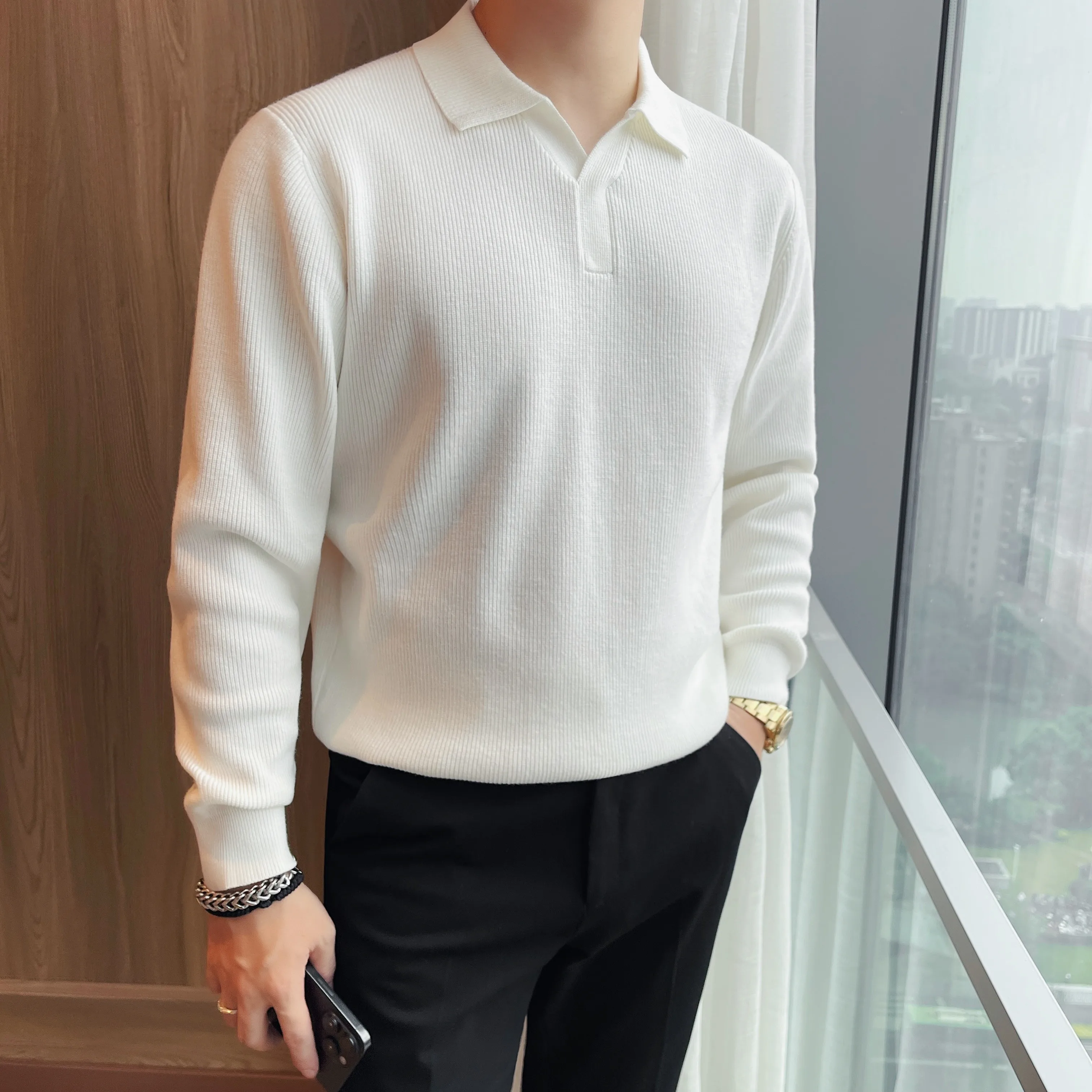 

British Style Men Sweater Autumn Winter New Long Sleeve Knitted Sweaters For Man Thick Warm Slim Fit Business Casual Pullovers