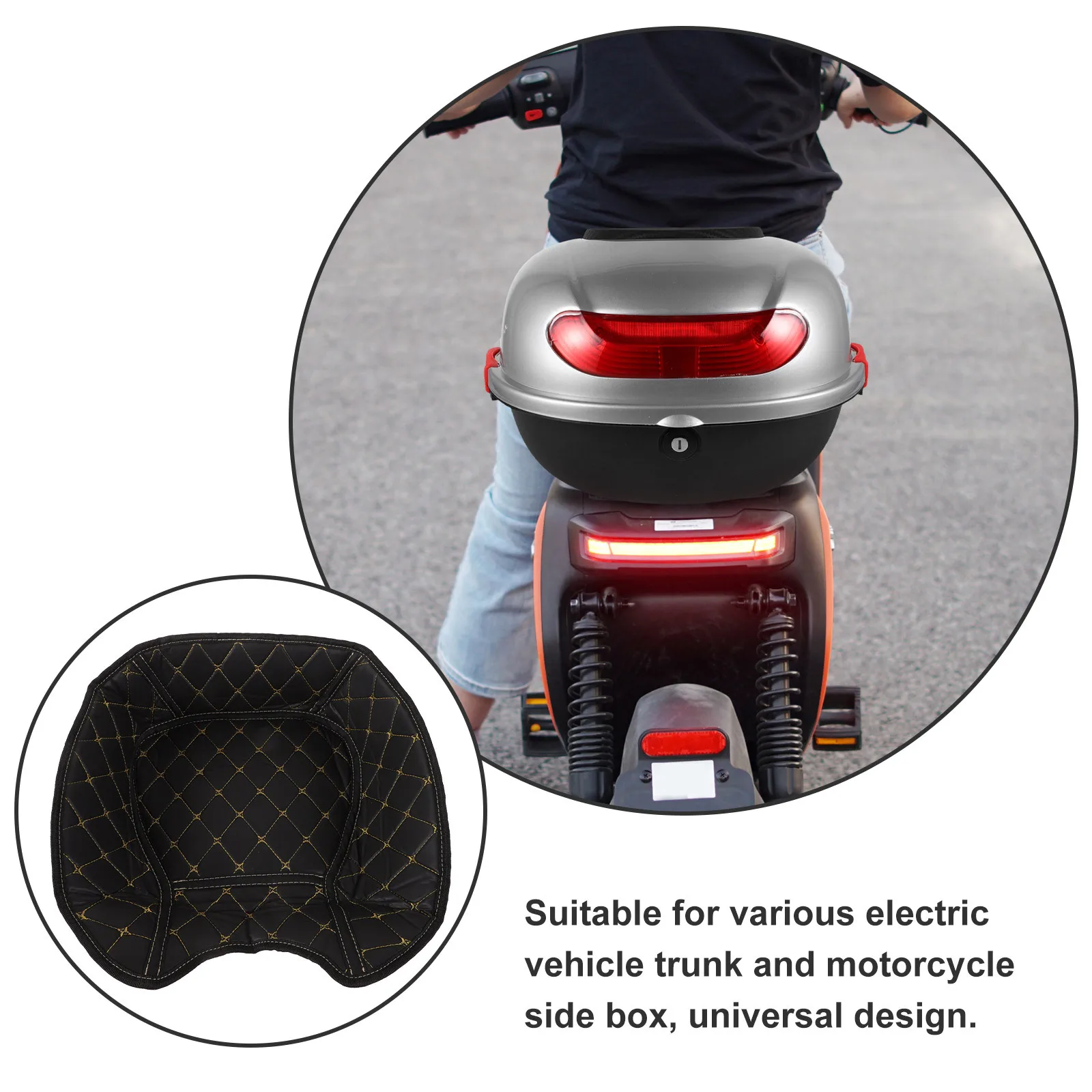 دراجة نارية مربع خلفي وسادة بو صندوق أمتعة داخلي أسفل بطانة حامي لدراجة سكوتر الخلفية وسادة باب المرآب طوقا السفلي #3