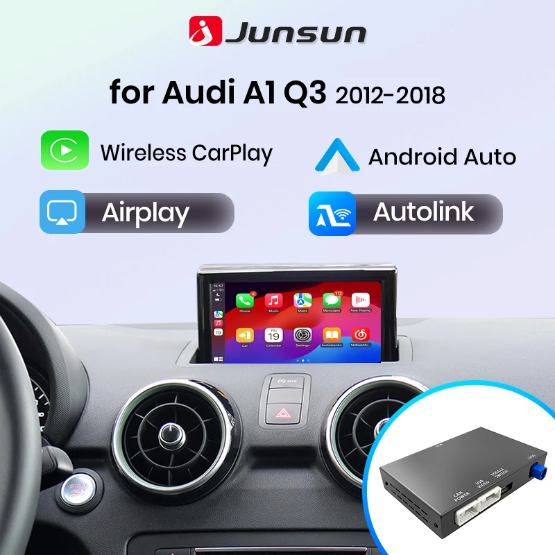 Junsun Wireless CarPlay Android Auto Interface Adapter Für Audi A1 Q3 2012-2018 RMC H + NR System Bluetooth AirPlay Spiegel Link