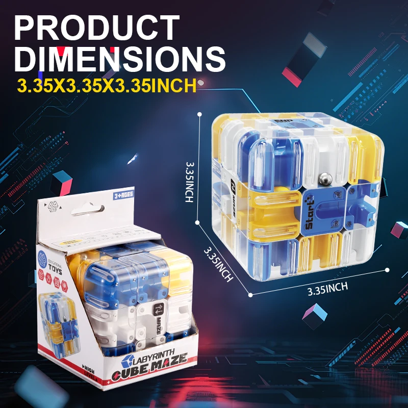 3D迷路マジックキューブパズルおもちゃ 子供向け - 透明な迷路ローリングボール知能キューブ 論理的思考 ストレス解消