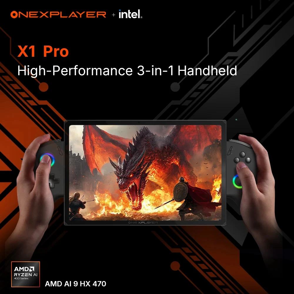 10.95'' Onexplayer X1 Pro Gaming Laptop AMD RYZEN AI9 HX 370 32GB DDR5 1TB/2TB SSD 120Hz 2560*1600 3-in-1 Game Handheld Console