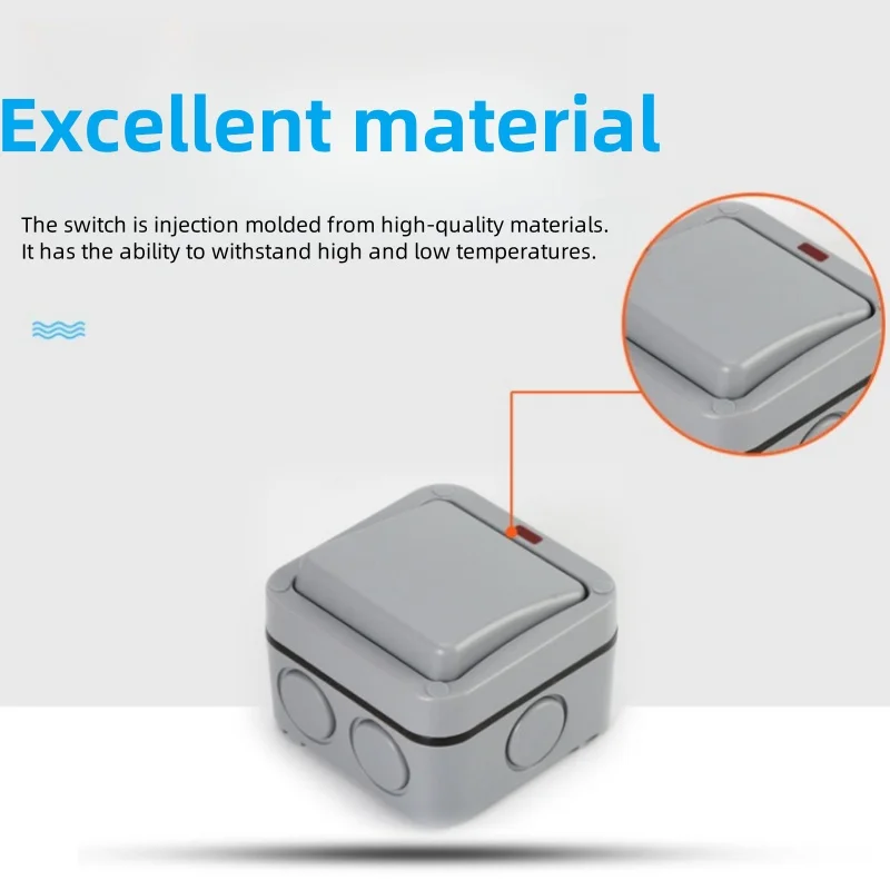 Outdoor Waterproof Switch Anti Rainstorm Splashproof Wall Switch 1 Gang 2 Way Control Switch 20A Anti Impact Outside Switch
