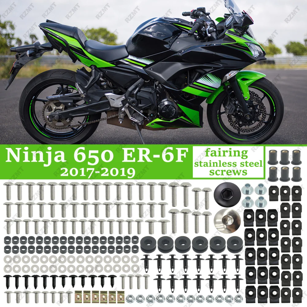For kawasaki Ninja650R  ER-6F 2017 2018 2019 Fairing screws Motorcycle Bodywork stainless steel Bolts Kits Clips Fasteners Nuts