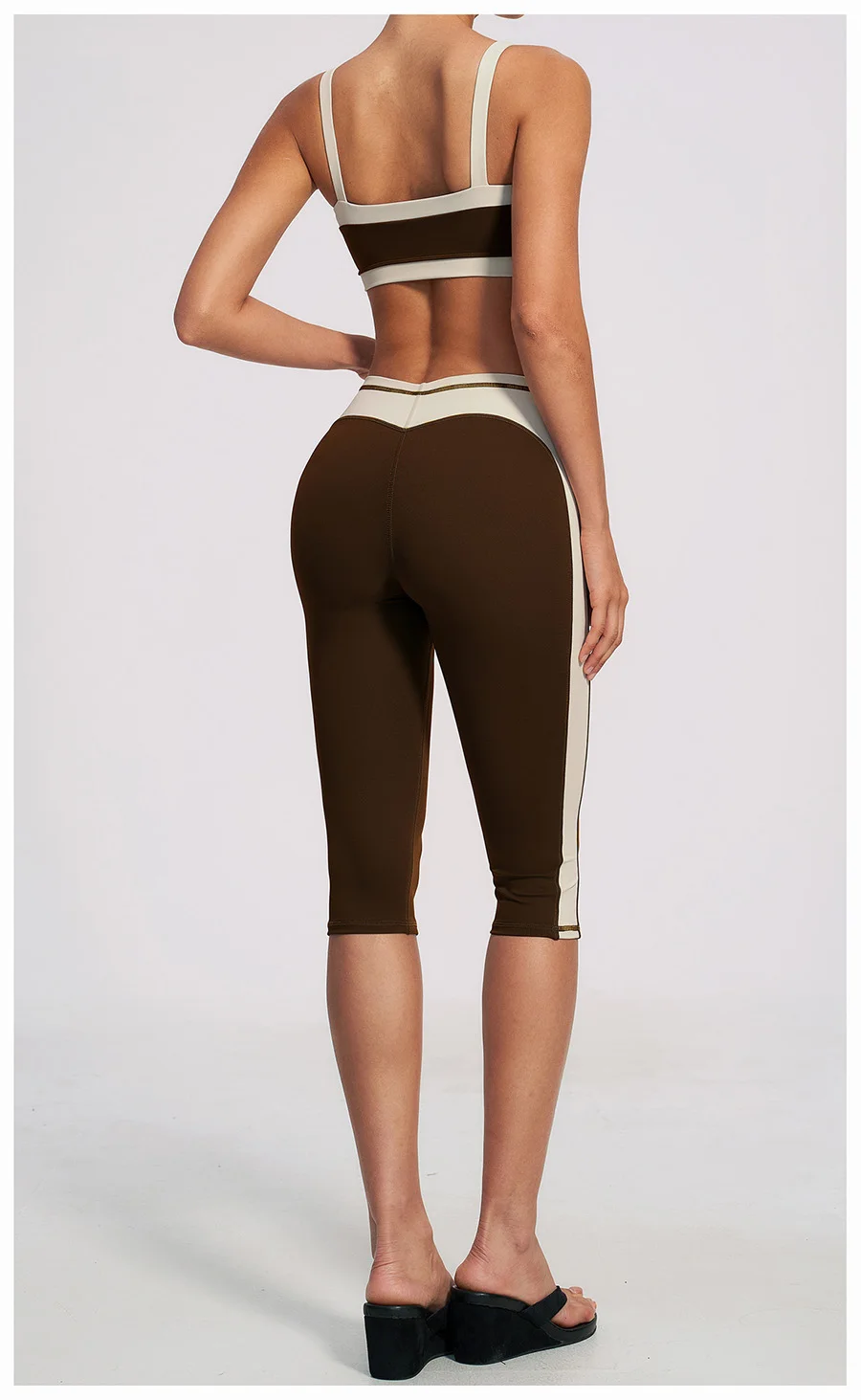 Yoga-Set 2-teilig Workout-Outfit Damen Trainingsanzüge Fitness-Weste Kurze Sporthose Ärmellose Capri-Hose Sportbekleidung Sport-BH Kleidung – Detail 21