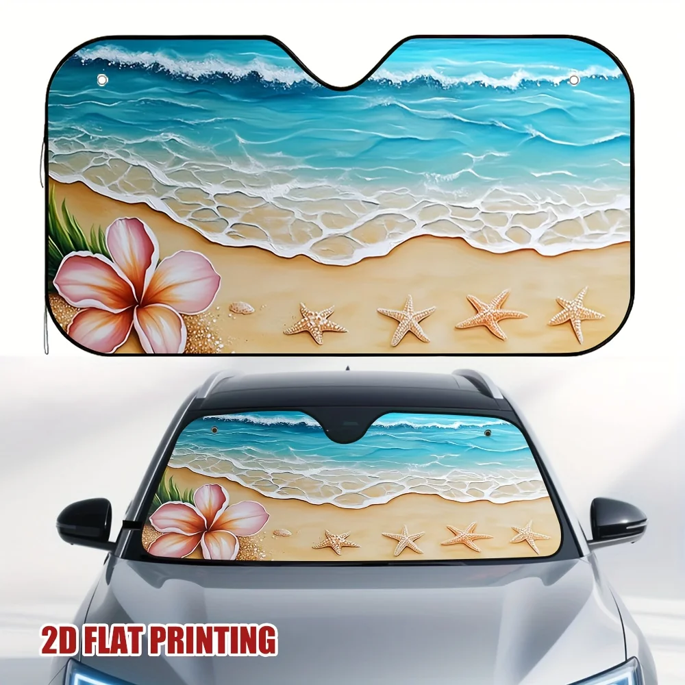 Pare-soleil de voiture Tropical Beach Bliss, compagnon idéal pour les trajets matinaux et les retours en fin d'après-midi, réduit la chaleur sur le tableau de bord, 1 pièce
