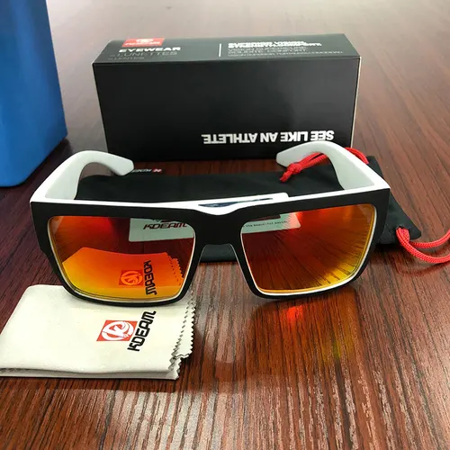 Imagen 2 del producto KDEAM-gafas de sol polarizadas cuadradas para hombre y mujer, lentes para exteriores, montura de pintura elástica ultragruesa, bisagras de 5 barriles