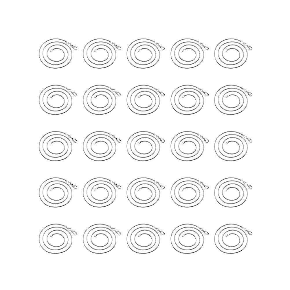

25Pcs 18 Inch Silver Plated Necklace Copper Material Buckle Hook Design Chic Jewelry for Banquet Birthday Gift