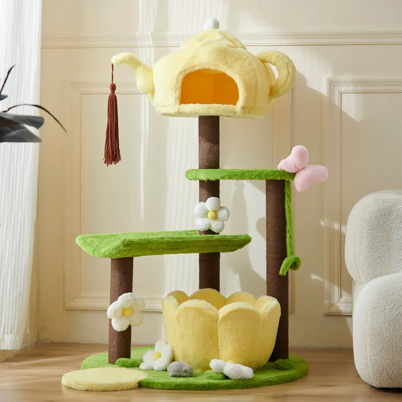 

Scrapers Sandbox Cat Tower Supplies House Indoor Castle Wooden Cat Tower Modern Climbing Stairs Rascador De Gatos Cat Supplies