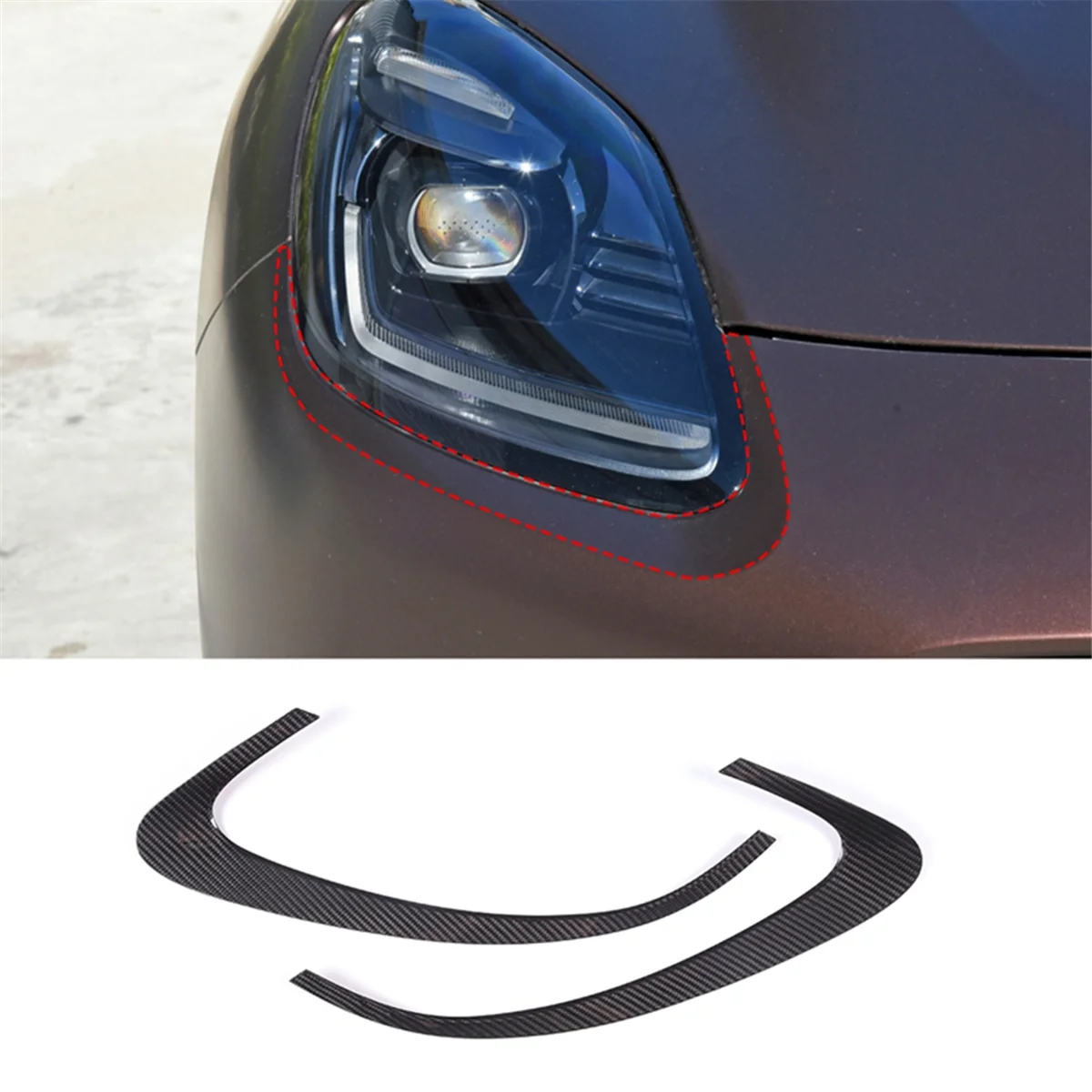 For Maserati Grecale 2022 2023 Dry Carbon Fiber Car Headlight Lamp Eyebrow Cover Trim Sticker Accessories