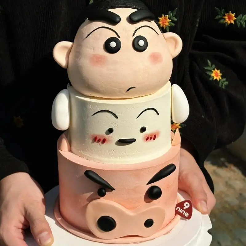 

Kawaii Crayon Shin-Chan Hobby Nohara Shiro Buriburizaemon Cartoon Birthday Cake Night Light Patting Bedside Light Birthday Gift