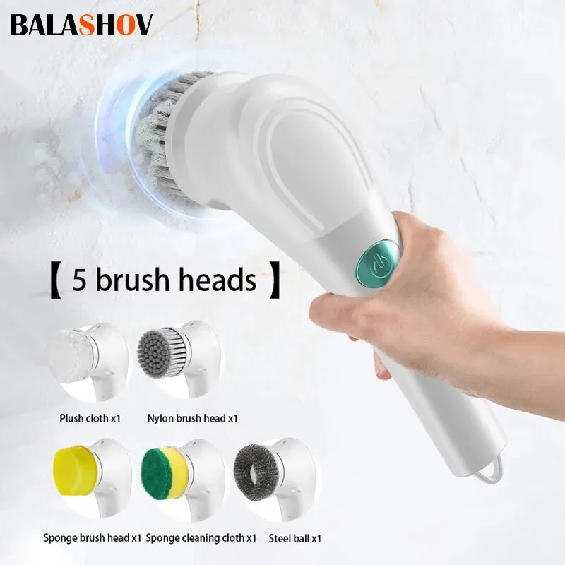 Wireless Handheld Electric Cleaning Brush USB Rechargeable Electric Rotary Scrubber Multifunctional Cleaning Gadget Household