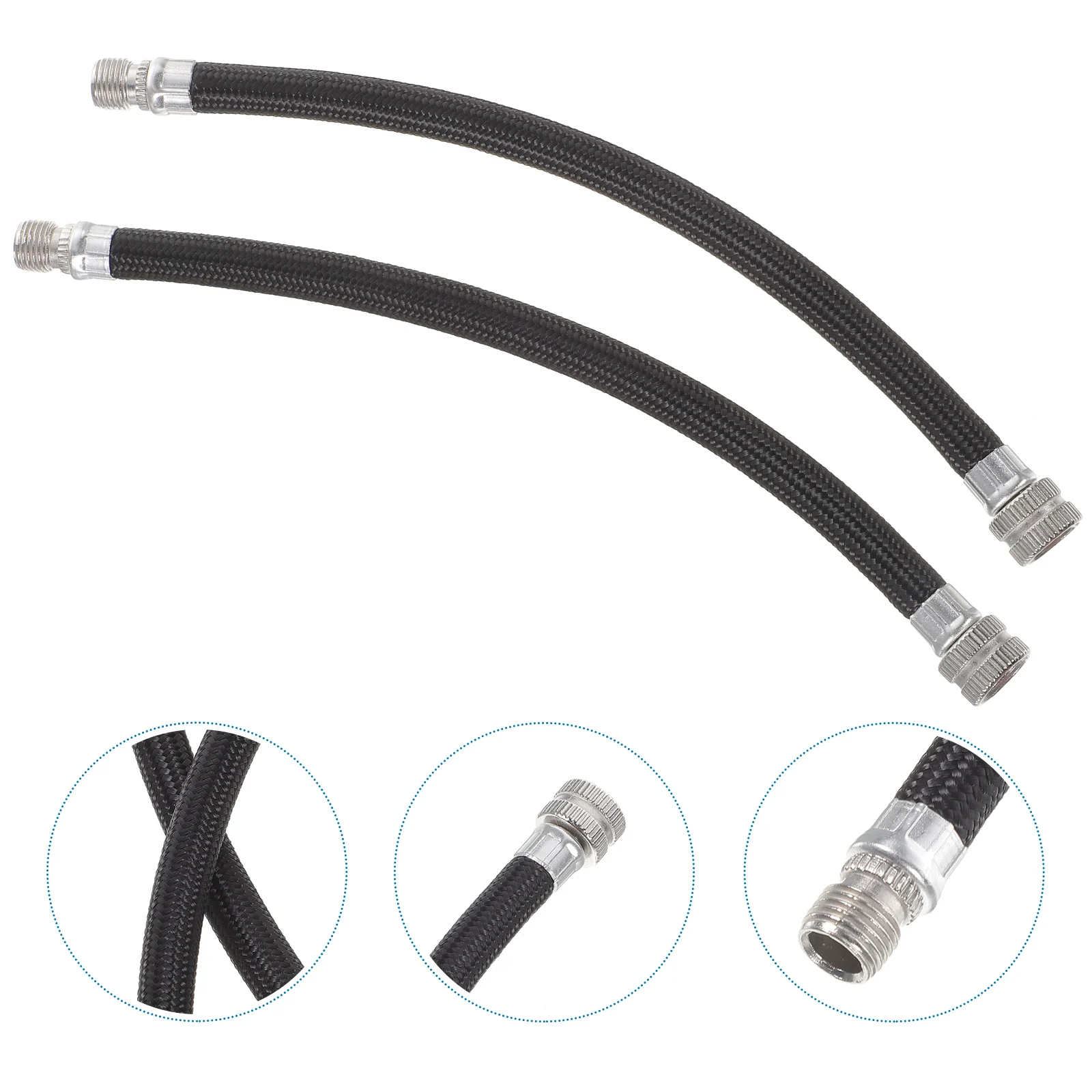 

2 Pcs Hose Pump Extension Tube Air Valve Accessories Bike Extender Black Bicycle Long