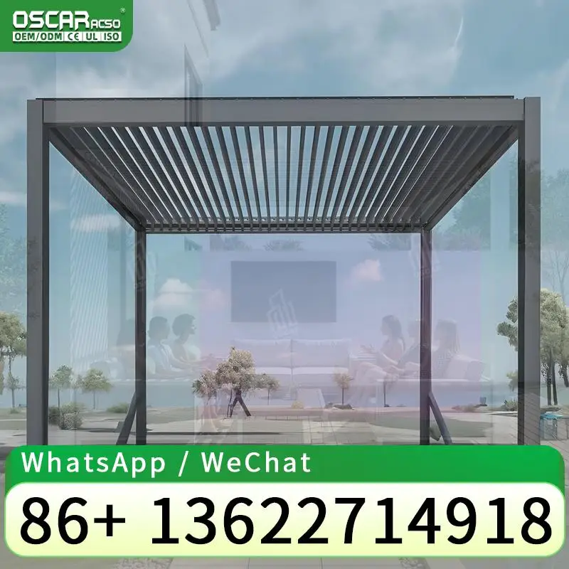 Motorized Retractable Sunshade with LED Lighting for Patio Backyard Gazebo Low Cost Solution pergola