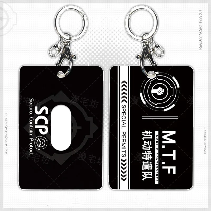 SCP Foundation Cosplay Game Card Set Access Control Key Chain Student Bus Meal Card Keyring Accessories Pendant