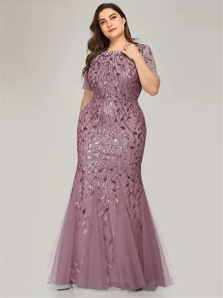 Abito da sera sexy taglie forti con perline e pizzo slim fit da donna Dr a vita alta Fi Tail Sle Wedding Dr