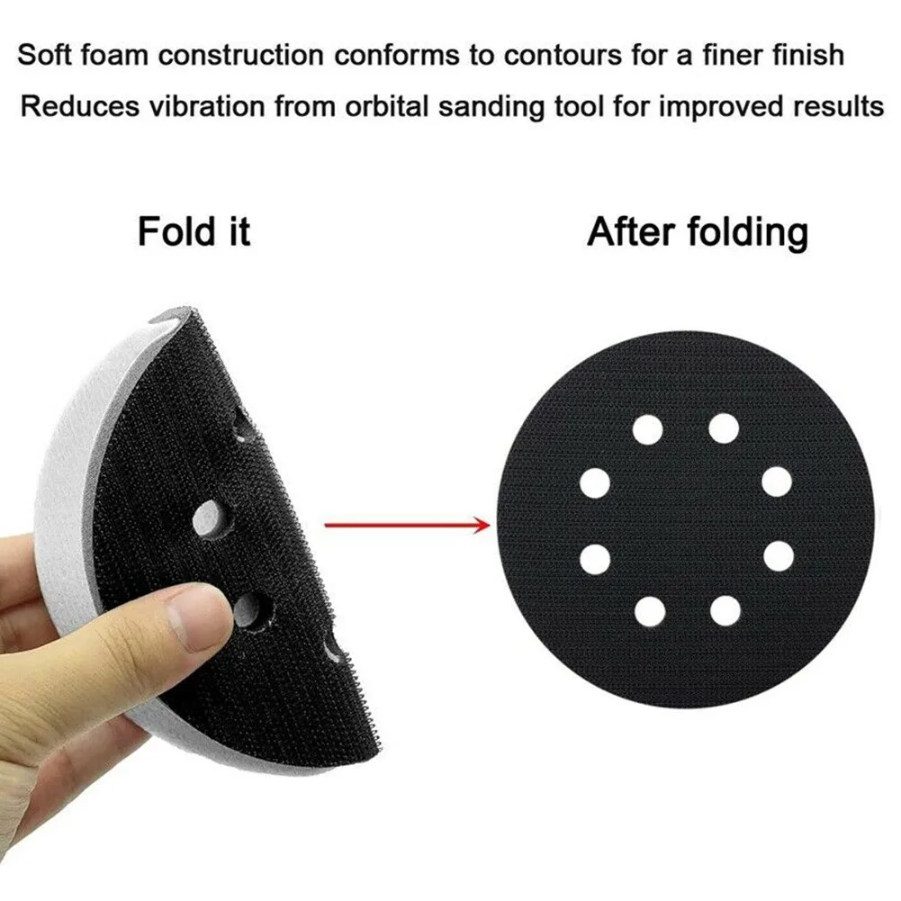 2PCS 5 Inch 125mm 8 Holes Soft Sponge Interface Pad Sponge For Sanding Pads For Sander Backing Pads Buffer Abrasive Tools