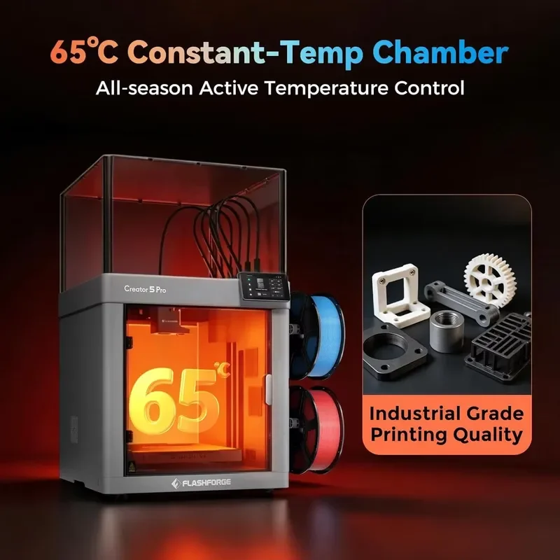 Creator 5 Pro 4-Toolheads Enclosed  Faster Zero Purge Waste Multi-Color 3D Printer