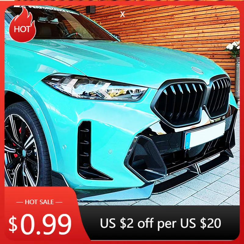 

Для 2023+ BMW X6 G06 LCI M Sport 3 шт./компл. автомобильный передний бампер, спойлер, обвес, защитный кожух, внешний тюнинговый доступ, комплекты кузова