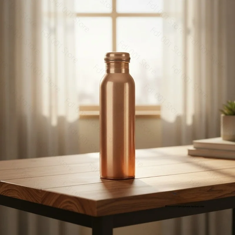 Handmade Pure Copper Water Bottle, Leakproof Copper Drinking Vessel, Large Capacity Outdoor Sports Yoga Cold Water Cup