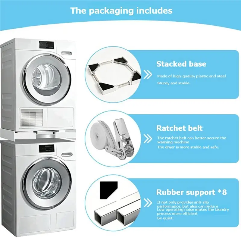 A27F-Adjustable Washer And Dryer Stacking Stand-Space Saving Non-Slip Support Rack Help For The Laundry Room