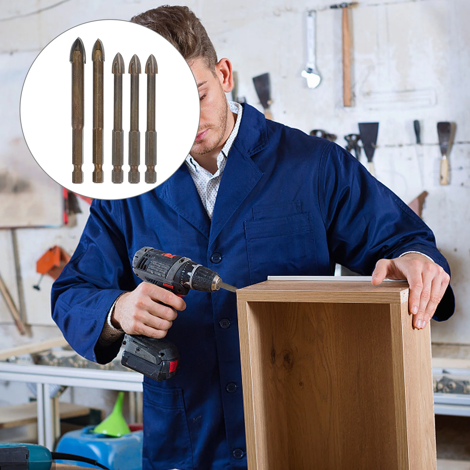 

5pcs Drill Bit Set For Concrete Wall Tile Glass Wood Metal Drilling Accessory Electric Hand Drill Tool Multipurpose Hole Opener