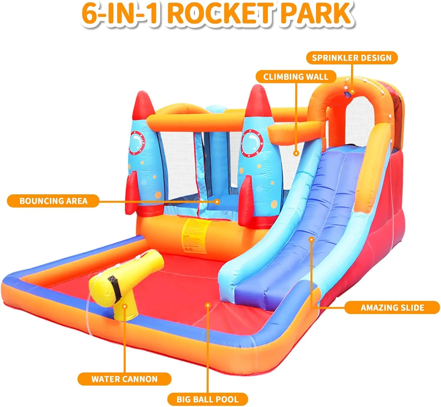 Toboggan gonflable-maison de rebond pour enfants, château gonflable pour enfants en plein air, maison de rebond d'eau avec toboggan, Par d'eau gonflable