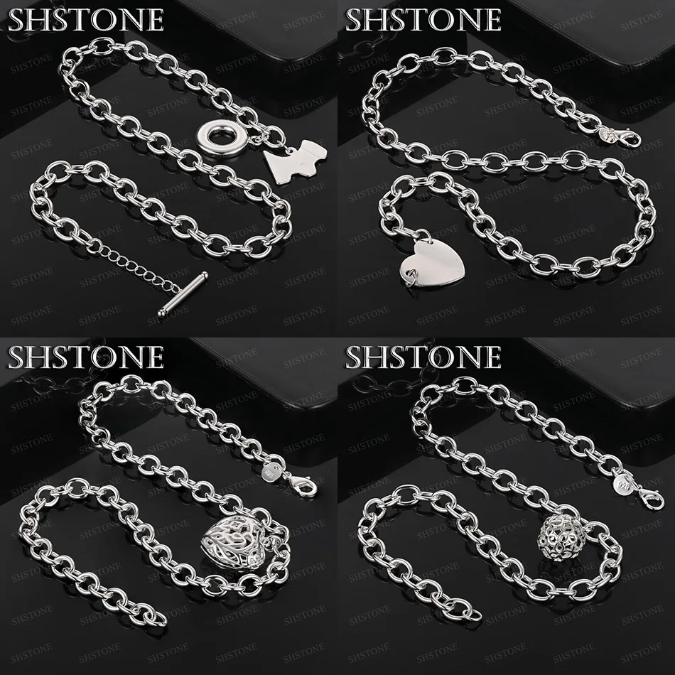 

45cm 925 Sterling Silver Solid Hollow Heart Ball Puppy Pendant Necklace For Women Cute Jewelry Accessories Birthday Party Gift