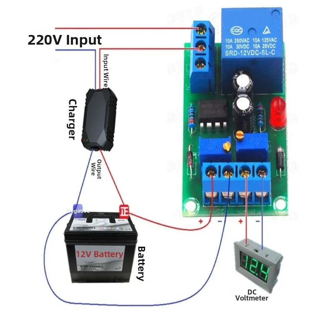 12V DC Battery Charging Controller Relay Board Automatic Stop Protection Board Relay Emergency Power Controller Board