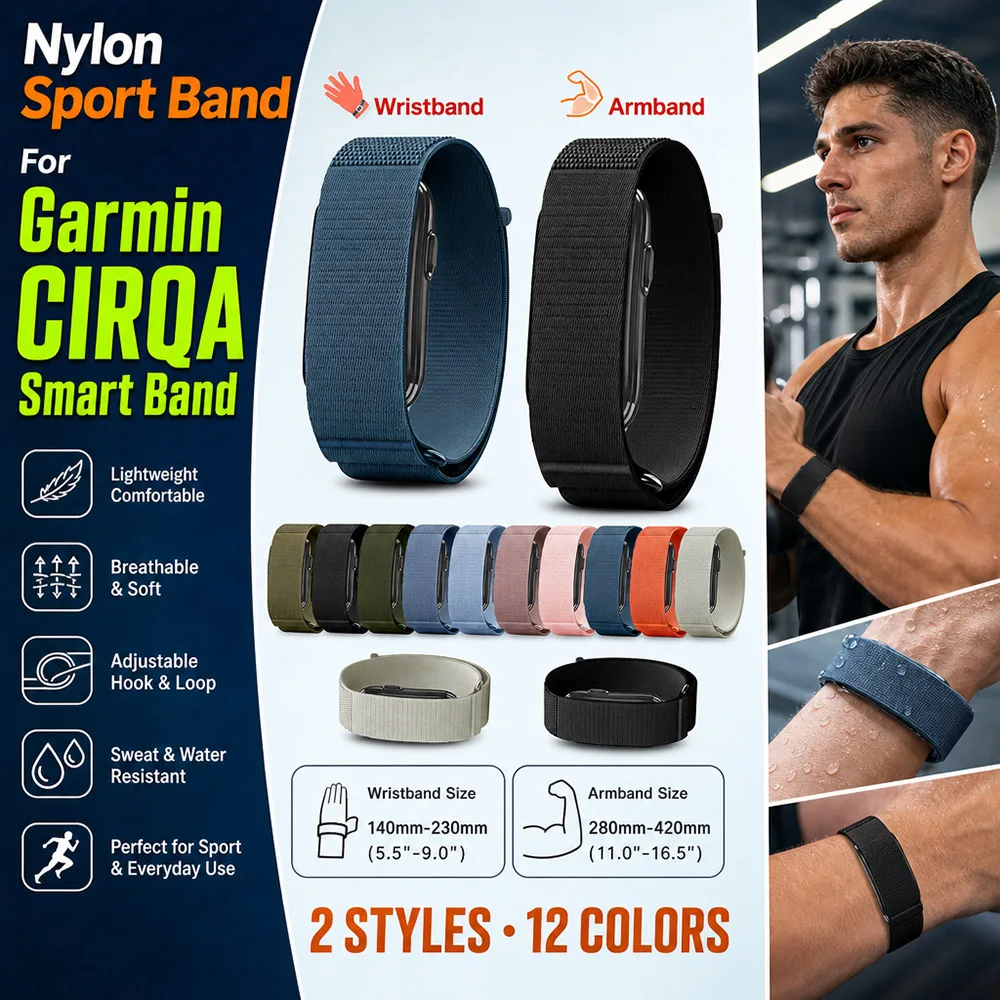 Lightweight Adjustable Elastic Bracelet for Garmin CIRQA Soft Nylon Strap Smart Band Wristband Replacement Gear for Garmin CIRQA