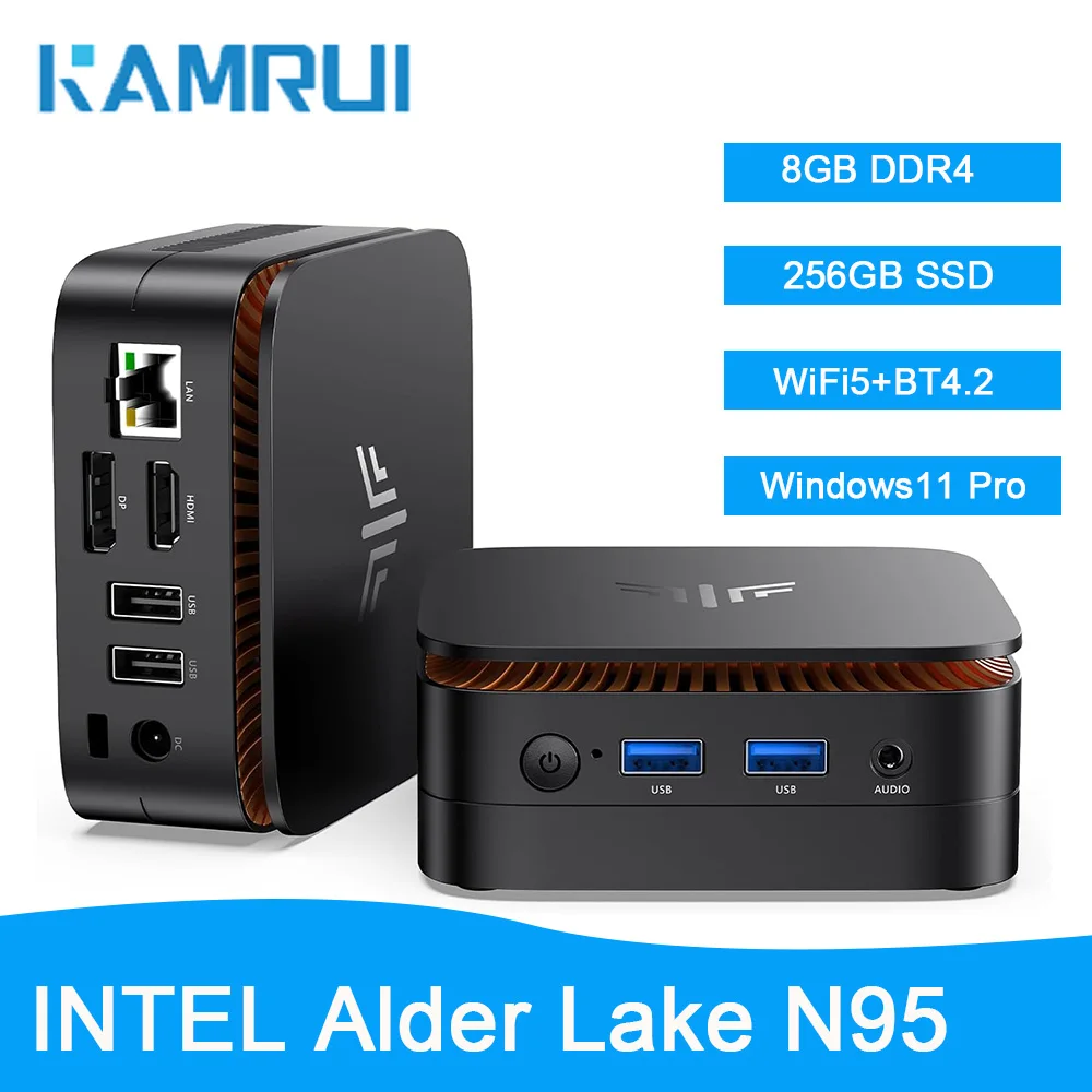 KAMRUI Mini PC Intel Alder Lake N95 8GB DDR4 256GB M.2 SSD Win11Pro Business Office Mini PC HDMI 2,0 4K pantalla WiFi5 BT4.2 hogar