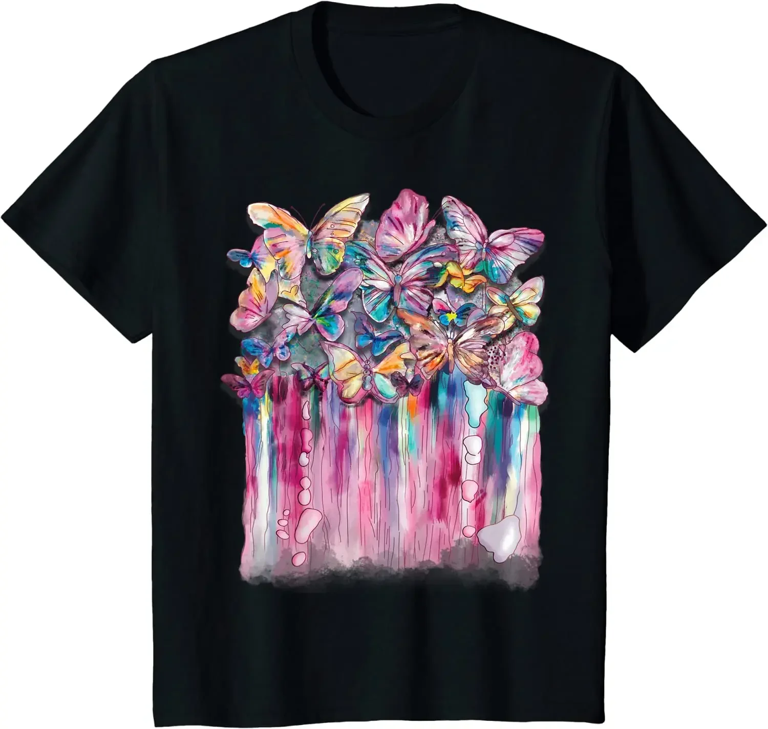 Butterfly Art Rainbow Butterflies Lover Collection T-Shirt Y2K Style Cotton Daily Four Seasons for Women Girl Men Shirts