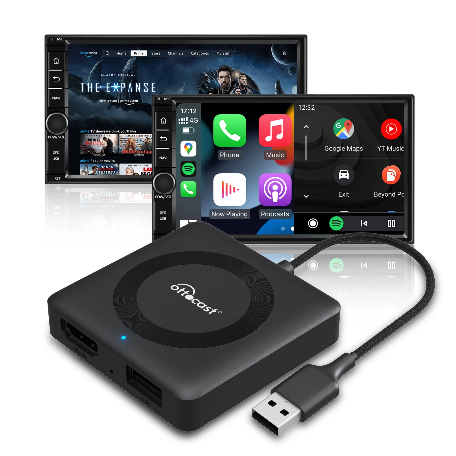 

Беспроводной адаптер OTTOCAST CarPlay и Android Auto с HDMI-входом для автомобилей с проводным CarPlay, совместимый с Fire TV Stick и Google TV