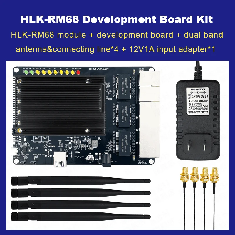 

WiFi 6 AX3000 Dual Band MIMO HLK-RM68 Openwrt Gigabit IPQ5018+QCA8337+QCN6102 Router Module Kit with 2Gb DDR3