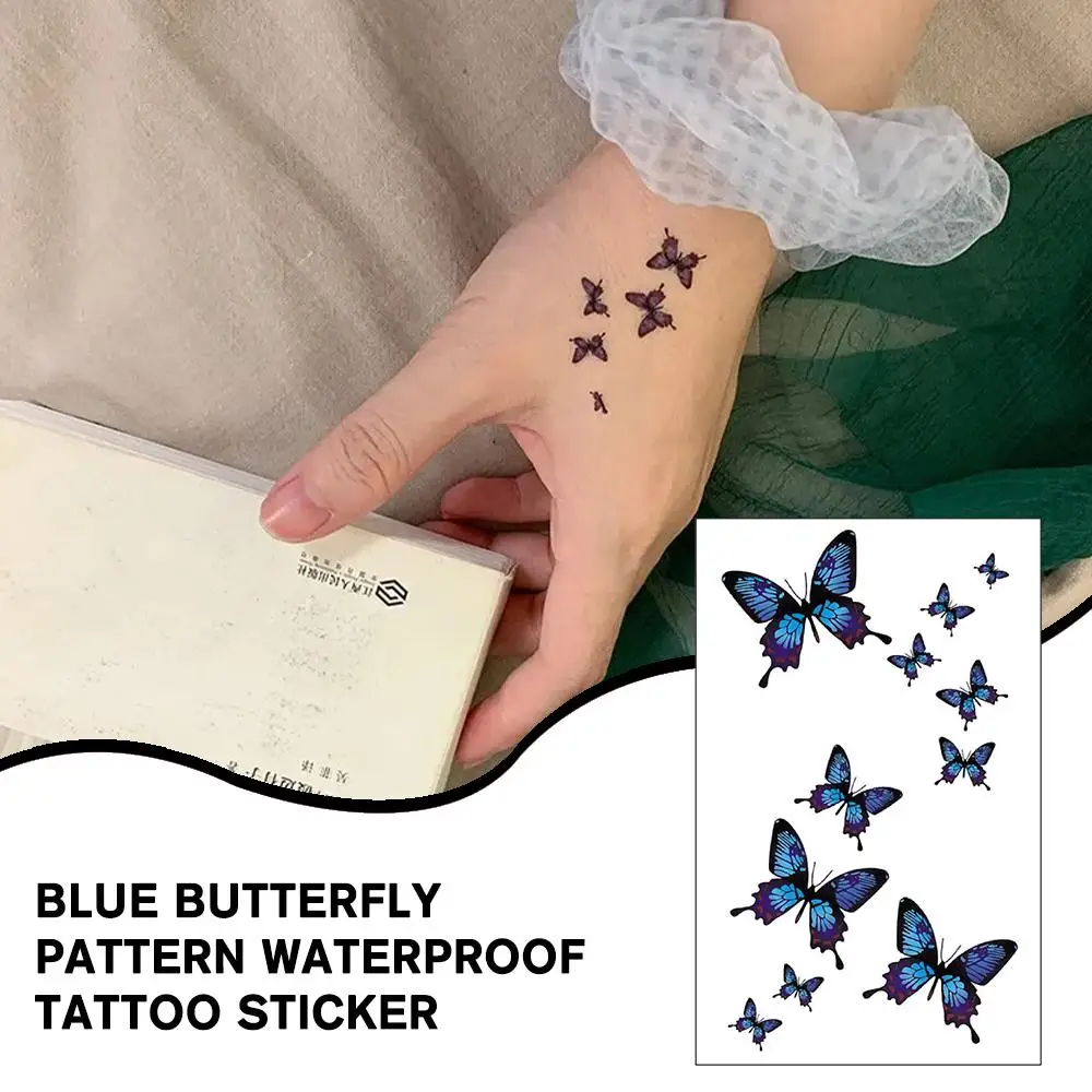 Sexy 3D Butterfly Temporary Tattoo Stickers Collarbone Disposable Printing Water Butterfly Art Waterproof Blue Paper Transf K9U8