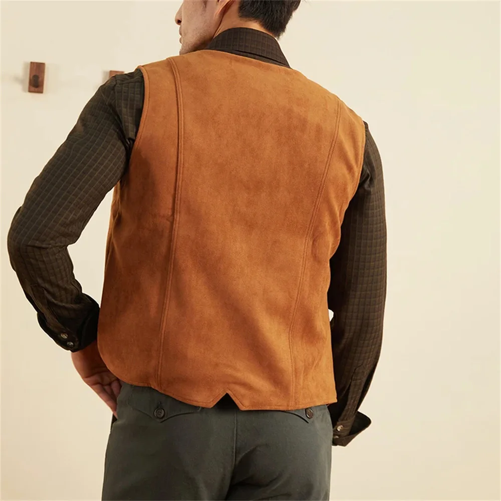 Men Vest Jacket Suede Steampunk 5 Button Blazer Sport Coat Sleeveless Plus Size  Waistcoat Jacket Vests chalecos para hombre