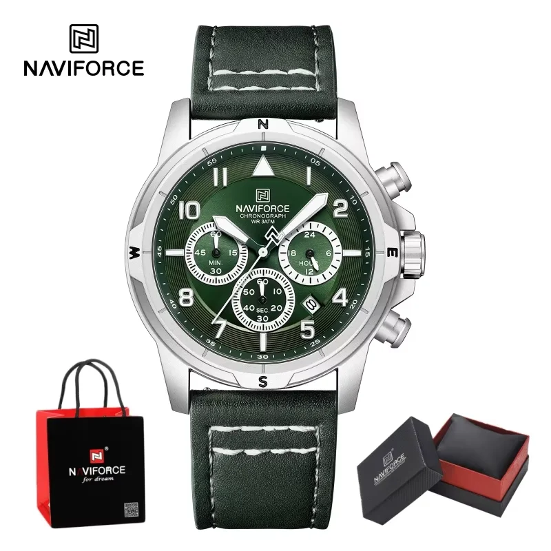 Original NAVIFORCE Fashion Multifunctional Men's Watch Calendar Watch Luminous Hands Military Chronograph Watch Package Gifts
