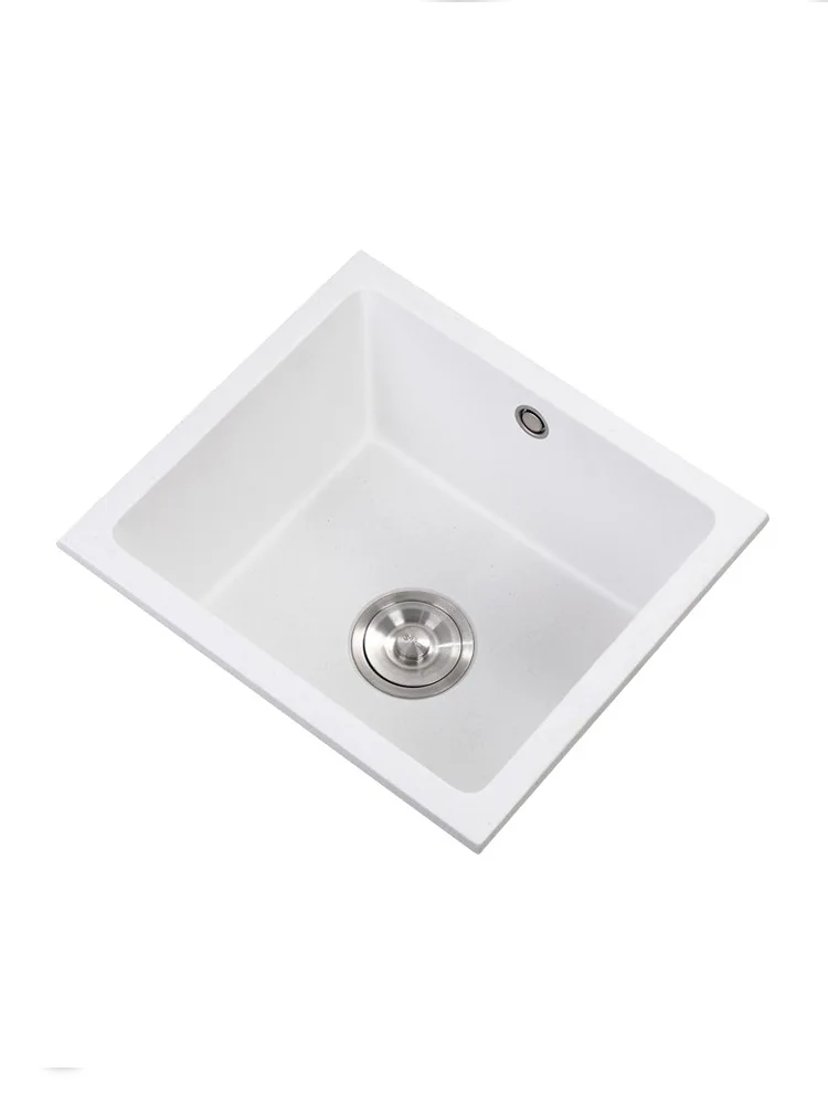 

Bar counter square white quartz stone sink size single under counter kitchen vegetable basin