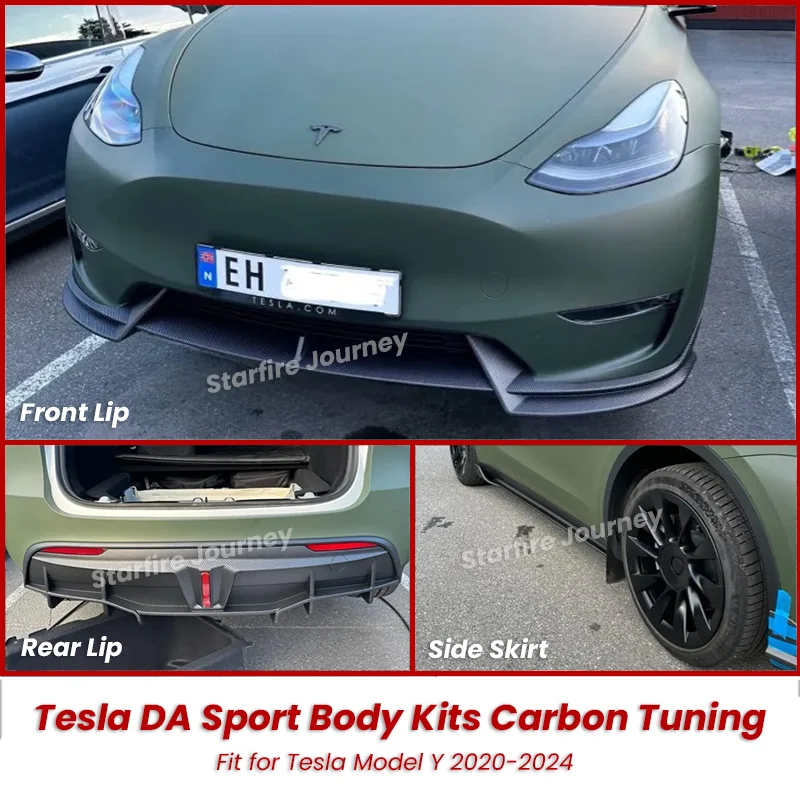 

DA Body Kits For Tesla Model Y 2018-2024 Glossy/Matte Carbon Front Bumper Lip Rear Lip Spoiler Side Skirt Auto Accessories