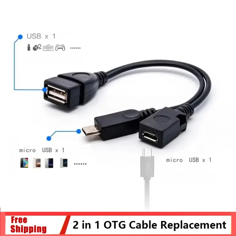 2 in 1 OTG Cable Replacement for Fire Stick 4K Compatible with Android Phone Tablet Micro USB Host with Micro USB Power