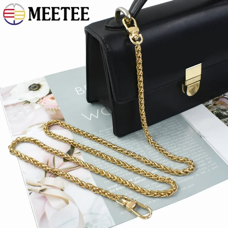 Meetee 7mm Width 50-130cm Metal Chain Straps Purse Bag Chains Handbag Replacement Crossbody Strap Parts Hardware Accessories