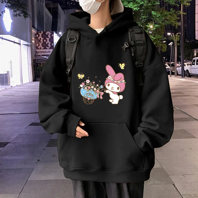 Kawaii My Melody casual cute print unisex hoodie spring and autumn Sanrio cartoon casual sports street print hoodie