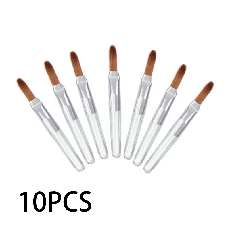 10-PCS Transparent Short-Handle Mini Lip Brush Set, Precision Lip Outlining, Suitable for Touch-Ups and Lip Line Definition