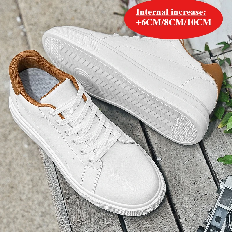 

Новые мужские кроссовки-увеличители роста с подошвой для увеличения высоты на 6-10 см, кожаные спортивные туфли на каблуке для мужчин