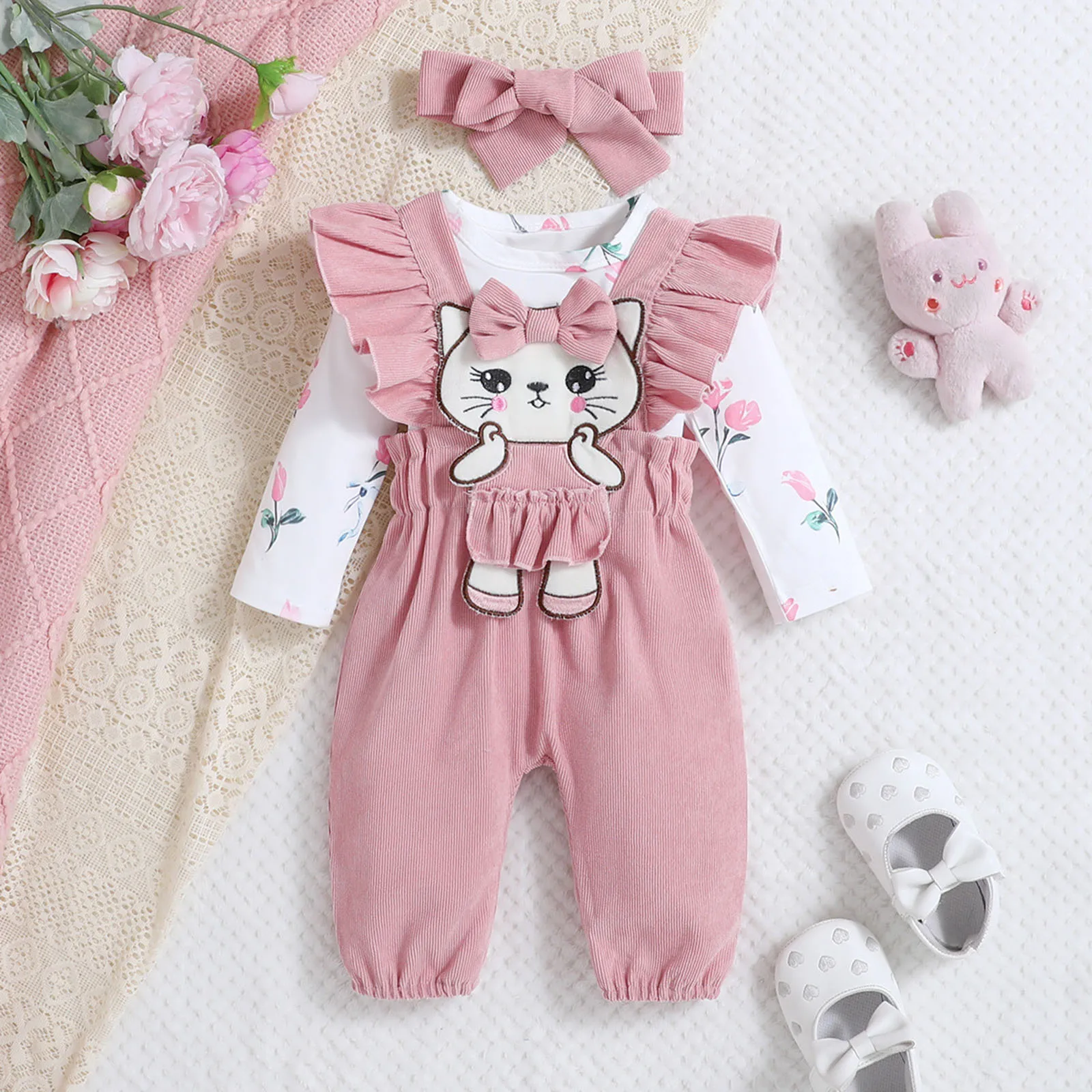 

Winter Clothes Teen Toddler Baby Girl Fall Clothes Ruffled Top Shirt Plaid Bib Overalls Pocket Suspender Plaid Shirts Teen Girls