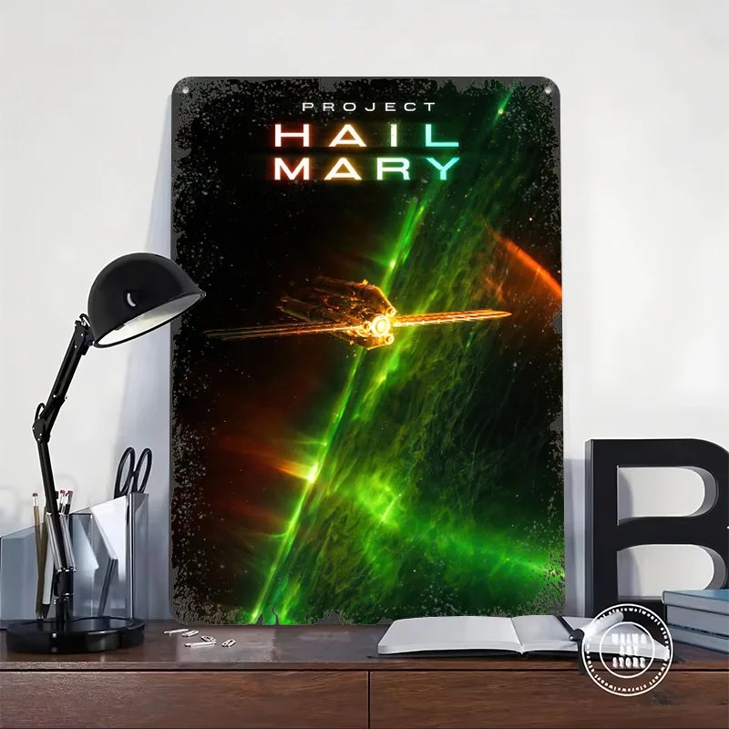Project Hail Mary Spaceship Personalized 3D Textured Metal Poster Wall Art Tinplate Sign for Office Decor Room Funny Signs Retro