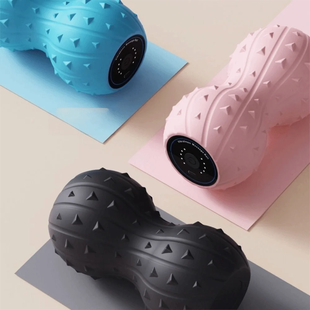 Vibrating Peanut Massage Ball 5-Gear Adjustable Deep Tissue Muscle Fascia Roller Double Ball Comfortable Myofascial Release Tool