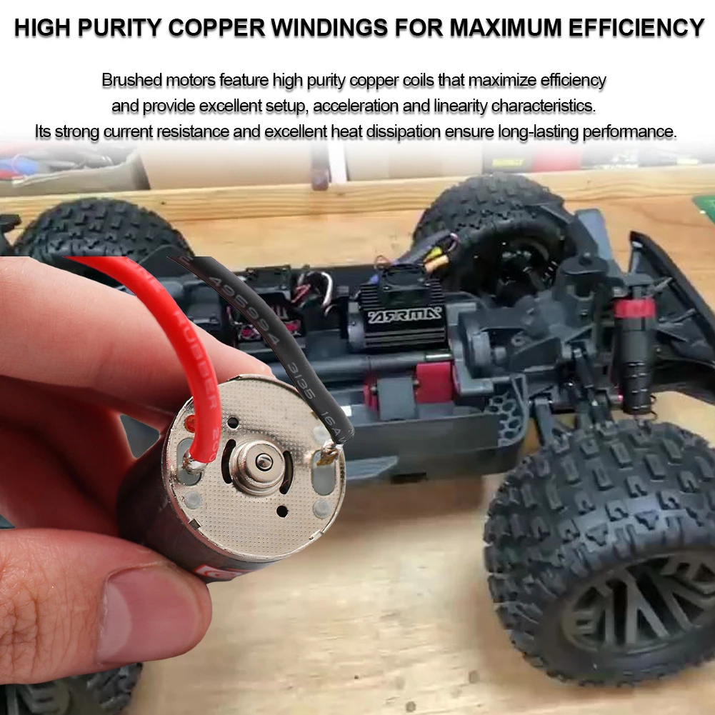 Motor cepillado 31T 370 Motor de CC Motor de alto par Motor eléctrico cepillado 30000RPM para 1:10 1:12 1:14 1:16 1:24 RC Crawler