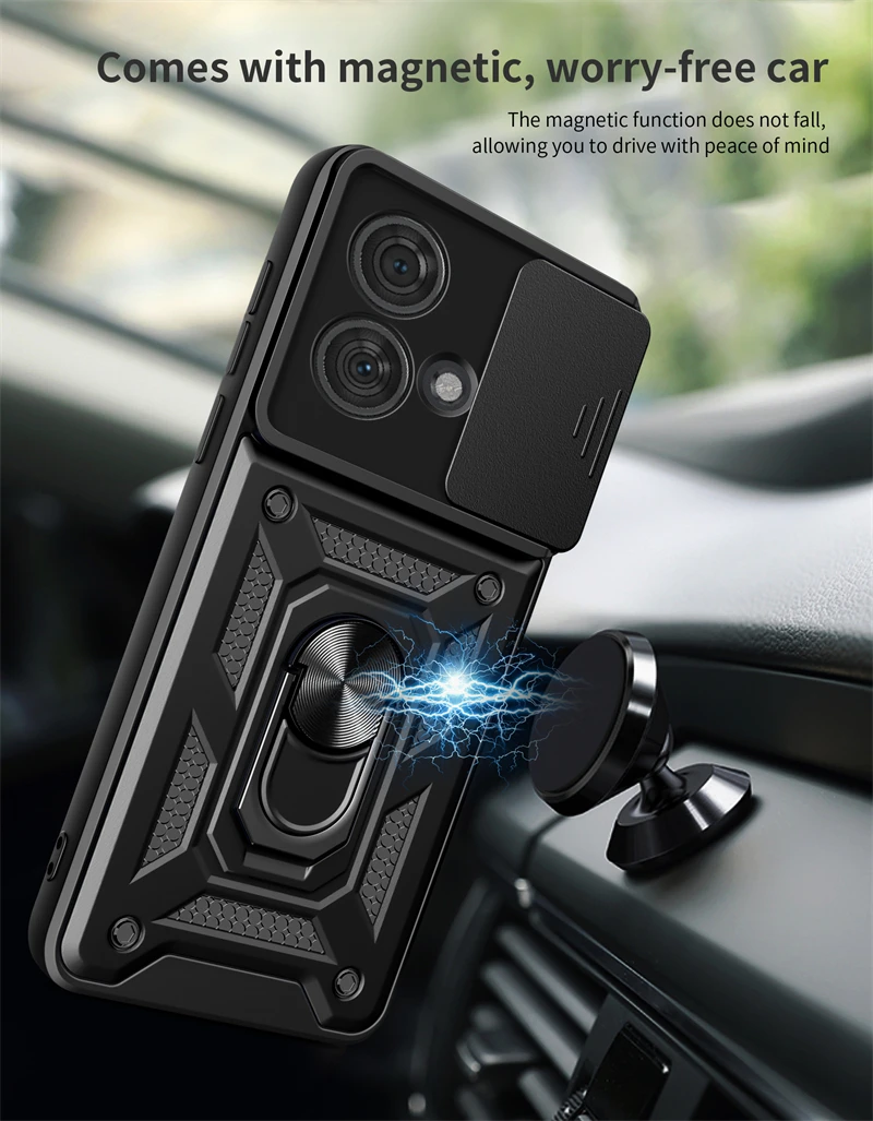 For Motorola Moto Edge 40 Neo 5G Case Car Magnetic Stand Ring Phone Case For Edge 40 Neo 5G 40Neo 6.55